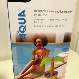 Aqua Tropical Palm Inflatable Drink Holder